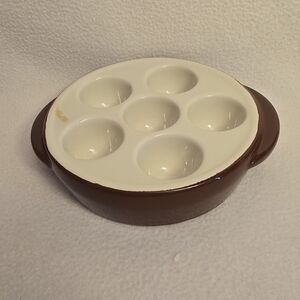 Brown and White Ceramic Egg Holder